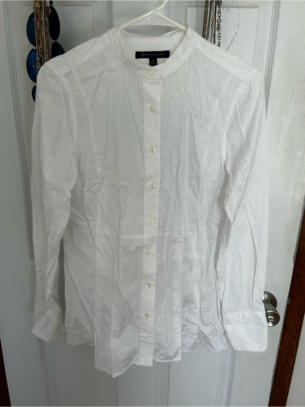 Brooks Brothers White Band-Collar Dress Shirt